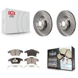 Front Disc Brake Rotors And Ceramic Pads Kit For 2017-2020 Lincoln MKZ 2.0L