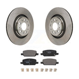 Rear Brake Rotors & Ceramic Pad Kit For 20-22 Tesla Y With Gray Painted Calipers