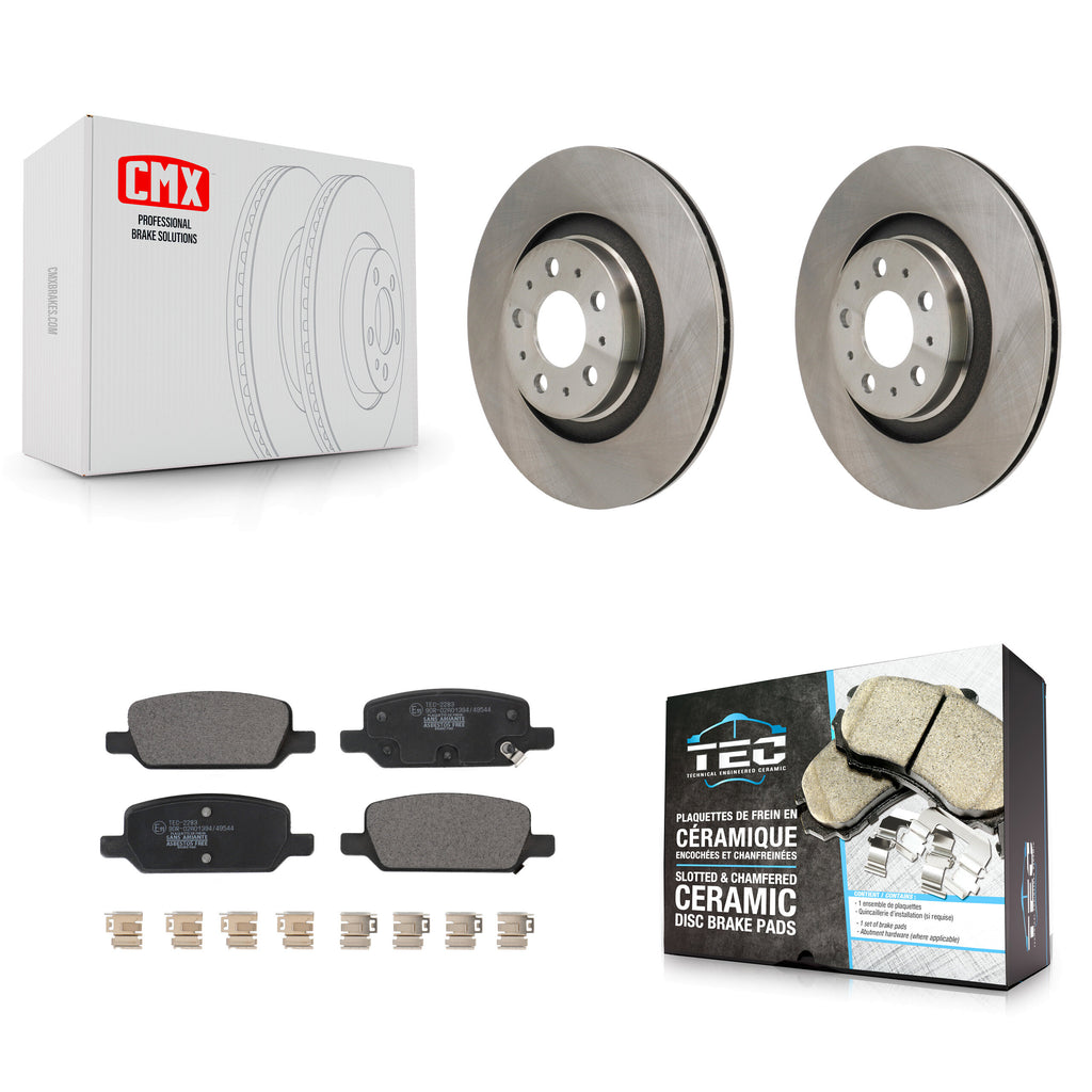 Rear Brake Rotors & Ceramic Pad Kit For 20-22 Tesla Y With Gray Painted Calipers