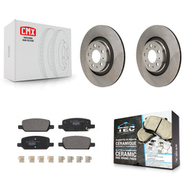 Rear Brake Rotors & Ceramic Pad Kit For 20-22 Tesla Y With Gray Painted Calipers