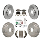 Front Rear Brake Rotors Ceramic Pad Drum Kit (7Pc) For 2016-2021 Chevrolet Spark