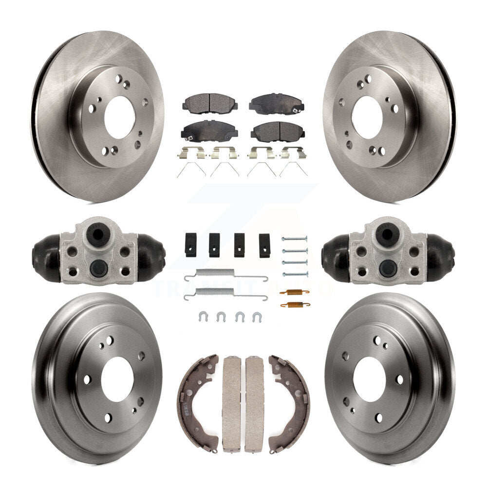Front Rear Disc Brake Rotors Ceramic Pads And Drum Kit (9Pc) For Honda Civic