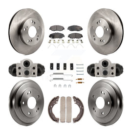 Front Rear Disc Brake Rotors Ceramic Pads And Drum Kit (9Pc) For Honda Civic