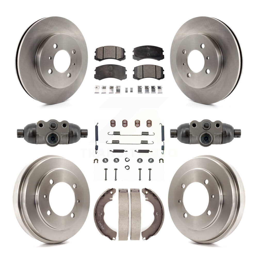 Front Rear Disc Brake Rotors Ceramic Pad Drum Kit (9Pc) For Mitsubishi Lancer ES