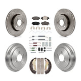 Front Rear Brake Rotor Ceramic Pad And Drum Kit (7Pc) For Kia Rio Hyundai Accent