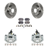 Rear Disc Brake Rotors And Ceramic Pad Kit With Calipers For 2010-2013 Audi A3 Quattro