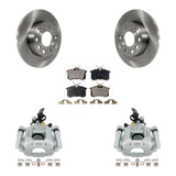 Rear Disc Brake Caliper Rotors And Ceramic Pad Kit For 2011 Volkswagen Golf 2.0L