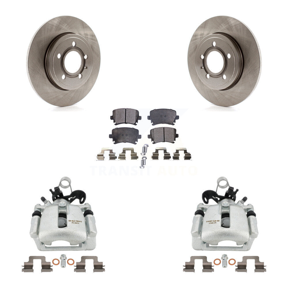 Rear Disc Brake Rotors And Ceramic Pads Kit With Calipers For Audi A4 Quattro