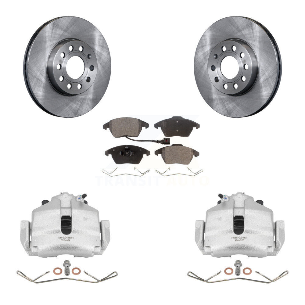 Front Brake Rotors Ceramic Pad Kit With Calipers For Volkswagen Jetta Beetle Rabbit A3