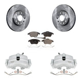 Front Brake Rotors Ceramic Pad Kit With Calipers For Volkswagen Jetta Beetle Rabbit A3