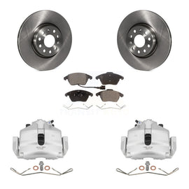 Front Disc Brake Rotor Ceramic Pad Kit With Calipers For Volkswagen Jetta Audi A3 Golf