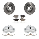 Front Disc Brake Rotor Ceramic Pad Kit With Calipers For Volkswagen Jetta Audi A3 Golf