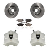 Front Disc Brake Rotors And Ceramic Pads Kit With Calipers For Volkswagen Jetta