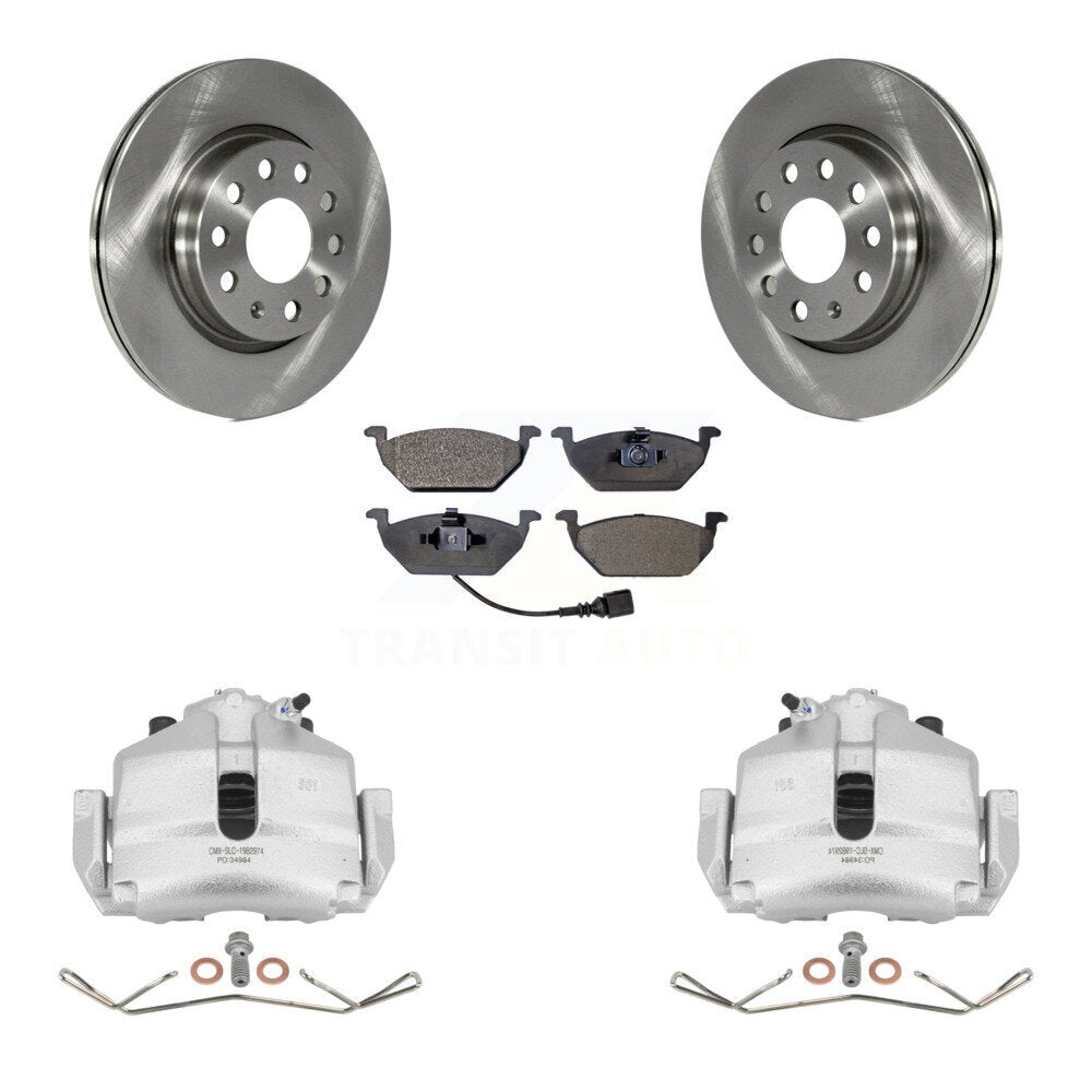 Front Disc Brake Rotors And Ceramic Pads Kit With Calipers For Volkswagen Jetta