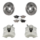 Front Disc Brake Rotors And Ceramic Pads Kit With Calipers For Volkswagen Jetta