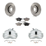 Front Disc Brake Caliper Rotors & Ceramic Pad Kit For 2006 Volkswagen Jetta 2.0L