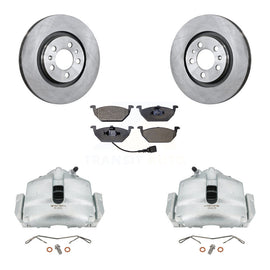 Front Disc Brake Caliper Rotors & Ceramic Pad Kit For 2006 Volkswagen Jetta 2.0L