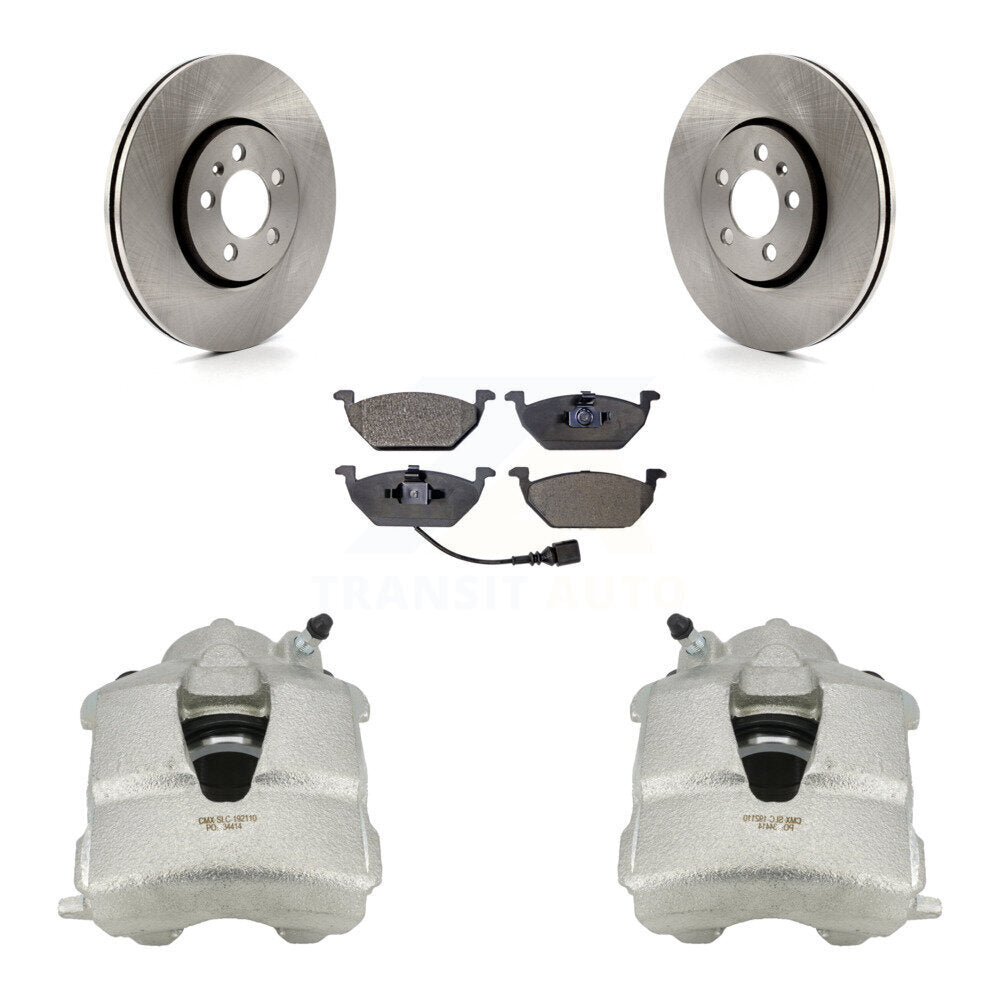 Front Brake Caliper Rotor And Ceramic Pad Kit For 2000-2001 Volkswagen Golf 2.0L