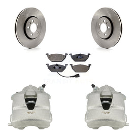 Front Brake Caliper Rotor And Ceramic Pad Kit For 2000-2001 Volkswagen Golf 2.0L