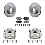 Front Disc Brake Caliper Rotors & Ceramic Pad Kit For Hyundai Santa Fe Sport Kia Sorento KC8-100663T