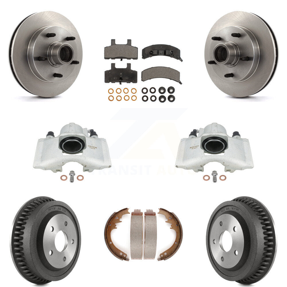 Front Rear Brake Caliper Rotor Drum Ceramic Pad Kit (8Pc) For Dodge Ram 1500 RWD