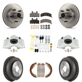 Front Rear Disc Brake Caliper Rotors Drum Ceramic Pads Shoe And Hardware Kit For