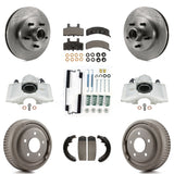 Front Rear Disc Brake Caliper Rotors Drum Ceramic Pads Shoe And Hardware Kit For