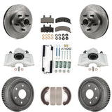 Front Rear Brake Caliper Rotors Drum Ceramic Pad Shoe Hardware Kit For GMC Yukon