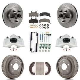 Front Rear Brake Caliper Rotors Drum Ceramic Pad Shoe Hardware Kit For GMC Yukon