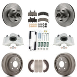 Front Rear Brake Caliper Rotors Drum Ceramic Pad Shoe Hardware Kit For GMC Yukon