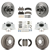 Front Rear Brake Caliper Rotors Drum Ceramic Pad Shoe Hardware Kit For GMC Yukon