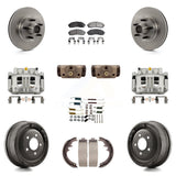 Front Rear Brake Caliper Rotors Drum Ceramic Pad Shoe Cylinder & Hardware Kit (11Pc) For KC8-100781T