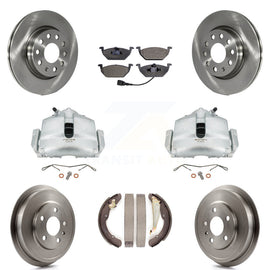 Front Rear Brake Caliper Rotors Drum Ceramic Pads Kit (8Pc) For Volkswagen Jetta