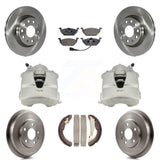 Front Rear Brake Caliper Rotors Drum Ceramic Pads Kit (8Pc) For Volkswagen Jetta