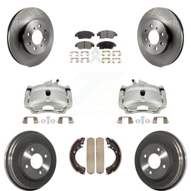 Front Rear Disc Brake Caliper Rotors Drum Ceramic Pads Kit (8Pc) For Honda Civic