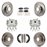 Front Rear Disc Brake Caliper Rotors Drum Ceramic Pads Kit (8Pc) For Honda Civic