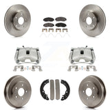 Front Rear Disc Brake Caliper Rotors Drum Ceramic Pads Kit (8Pc) For Honda Civic