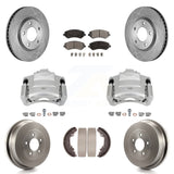 Front Rear Disc Brake Caliper Rotors Drum Ceramic Pads Kit (8Pc) For Dodge Grand Caravan KC8-100819T