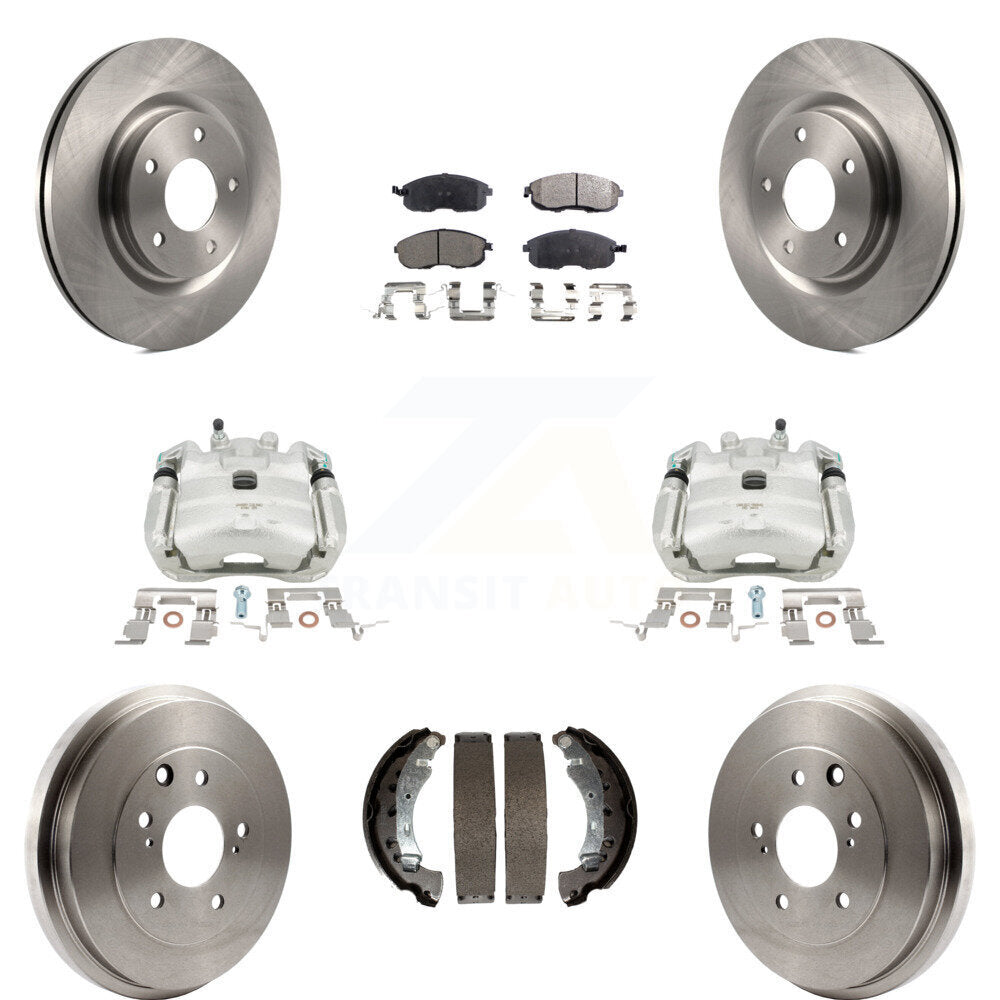 Front Rear Disc Brake Caliper Rotor Drum Ceramic Pad Kit (8Pc) For Nissan Sentra