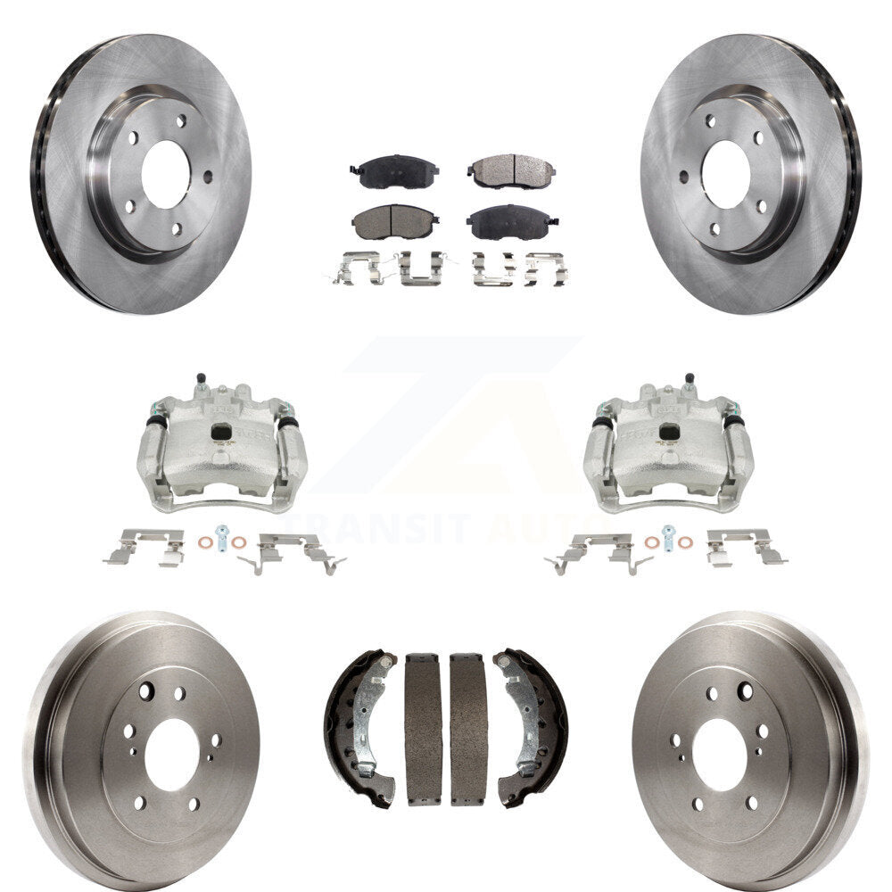 Front Rear Disc Brake Caliper Rotor Drum Ceramic Pad Kit (8Pc) For Nissan Sentra