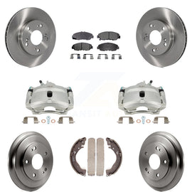 Front Rear Disc Brake Caliper Rotors Drum Ceramic Pads Kit (8Pc) For Honda Civic