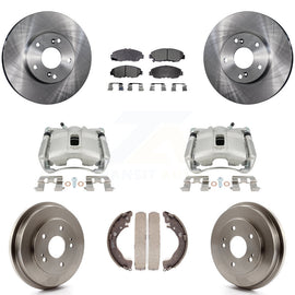 Front Rear Disc Brake Caliper Rotors Drum Ceramic Pads Kit (8Pc) For Honda Civic