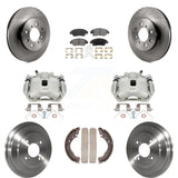 Front Rear Disc Brake Caliper Rotors Drums Ceramic Pads Kit (8Pc) For Honda Fit