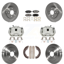 Front Rear Brake Caliper Rotors Drums Ceramic Pads Kit (8Pc) For 15-20 Honda Fit