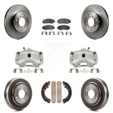 Front Rear Brake Caliper Rotors Drum Ceramic Pad Kit (8Pc) For Honda Civic Acura