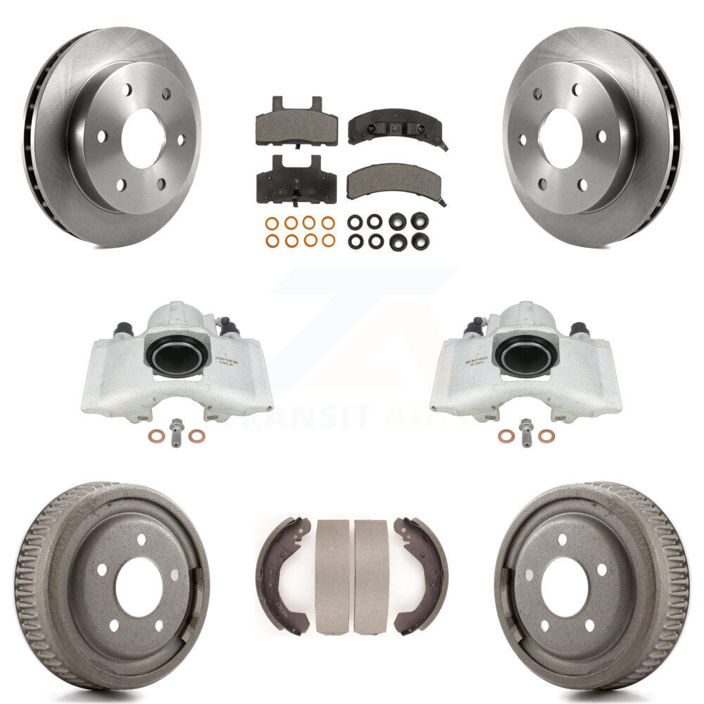 Front Rear Disc Brake Caliper Rotors Drums Ceramic Pads Kit (8Pc) For GMC Yukon