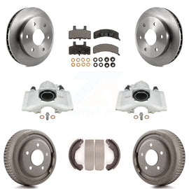 Front Rear Disc Brake Caliper Rotors Drums Ceramic Pads Kit (8Pc) For GMC Yukon