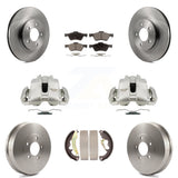 Front Rear Disc Brake Caliper Rotors Drum Ceramic Pads Kit (8Pc) For Ford Escape