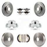 Front Rear Disc Brake Caliper Rotors Drum Ceramic Pads Kit (8Pc) For Ford Escape