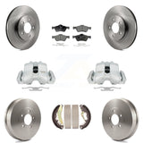 Front Rear Brake Caliper Rotors Drum Ceramic Pad Kit (8Pc) For Ford Escape Mazda